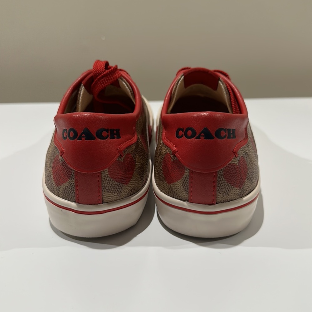 🌸NEW COACH Logo Heart ❤️ Print Leather Lace up Sneakers Sz 8 Without box Womens - Picture 10 of 15